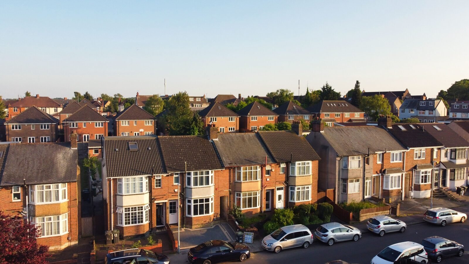 Row of residential streets typical of towns and cities across England